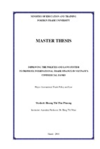 Improving the policies and laws system to promote international trade finance in vietnam’s commercial banks