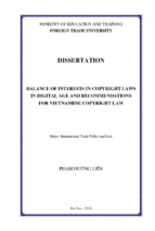 Balance of interests in copyright laws in digital age and recommendations for vietnamese copyright law