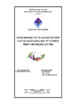 Luận văn thẩm định dự án và giải quyết món vay tại ngân hàng đầu tư và phát triển chi nhánh cần thơ