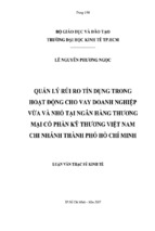 Luận văn quản lý rủi ro tín dụng trong hoạt động cho vay doanh nghiệp vừa và nhỏ tại ngân hàng thương mại cổ phần kỹ thương việt nam chi nhánh thành phố hồ chí minh,