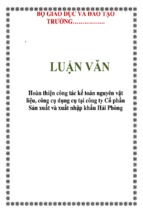 Luận văn hoàn thiện công tác kế toán nguyên vật liệu, công cụ dụng cụ tại công ty cổ phần sản xuất và xuất nhập khẩu hải phòng, luận văn tốt nghiệp đại học,