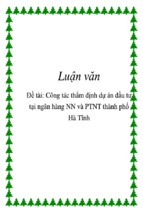 Công tác thẩm định dự án đầu tư tại ngân hàng nông nghiệp và phát triển nông thôn thành phố hà tĩnh, luận văn tốt nghiệp đại học, thạc sĩ, đồ án,tiểu luận tốt nghiệp