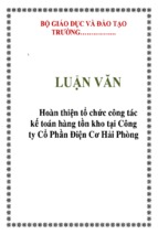 Luận văn hoàn thiện tổ chức công tác kế toán hàng tồn kho tại công ty cổ phần điện cơ hải phòng, luận văn tốt nghiệp đại học, thạc sĩ, đồ án,tiểu luận tốt nghiệp