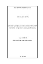 Giải pháp tạo việc làm cho lao động nông thôn  thành phố hà nội trong bối cảnh đô thị hóa