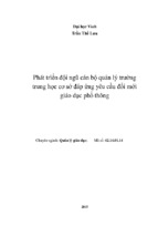 Phát triển đội ngũ cán bộ quản lý trường trung học cơ sở đáp ứng yêu cầu đổi mới giáo dục phổ thông