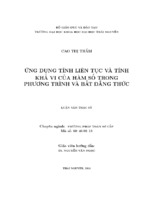 ứng dụng tính liên tục và tính khả vi của hàm số trong phương trình và bất đẳng thức