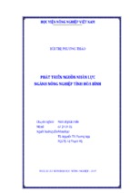 Phát triển nguồn nhân lực  ngành nông nghiệp tỉnh hòa bình