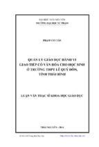 Quản lý giáo dục hành vi giao tiếp có văn hóa cho học sinh ở trường thpt lê quý đôn, tỉnh thái bình