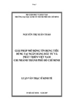 Luận văn giải pháp mở rộng tín dụng tiêu dùng tại ngân hàng đầu tư và phát triển việt nam chi nhánh thành phố hồ chí minh,