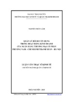 Quản lý rủi ro tín dụng trong hoạt động kinh doanh của ngân hàng thương mại cổ phần phương nam   chi nhánh thanh xuân   hà nội