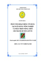 Khóa luận phân tích hoạt động tín dụng tại ngân hàng nông nghiệp và phát triển nông thôn chi nhánh huyện lấp vò, luận văn tốt nghiệp đại học, thạc sĩ, đồ án,tiểu luận tốt nghiệp