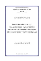 ảnh hưởng của năng lực nhà khởi nghiệp và môi trường khởi nghiệp đến kết quả hoạt động của doanh nghiệp vừa và nhỏ tại lào.