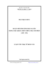 Huyện phú bình tỉnh thái nguyên trong cuộc kháng chiến chống thực dân pháp (1945 1954)