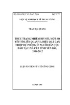 Thực trạng nhiễm hivsti, một số yếu tố liên quan và hiệu quả can thiệp dự phòng ở người dân tộc dao tại 3 xã của tỉnh yên bái, 2006 2012