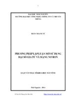 Phương pháp lập luận mờ sử dụng đại số gia tử và mạng nơ ron