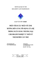 Luận văn phân tích các nhân tố ảnh hưởng đến cung tín dụng của hệ thống ngân hàng thương mại cho doanh nghiệp tư nhân ở thành phố cần thơ, luận văn tốt nghiệp đại học, thạc sĩ, đồ án,tiểu luận tốt nghiệp