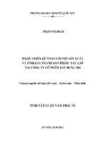 Hoàn thiện kế toán chi phí sản xuất và tính giá thành sản phẩm xây lắp tại công ty cổ phần xây dựng 504