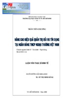 Luận văn nâng cao hiệu quả quản trị rủi ro tín dụng tại ngân hàng thương mại cổ phần ngoại thương việt nam,