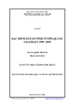 đặc điểm dân số tỉnh tuyên quang giai đoạn 1999 2009