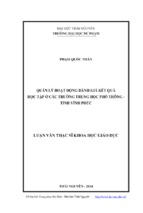 Quản lý hoạt động đánh giá kết quả học tập ở các trường trung học phổ thông   tỉnh vĩnh phúc