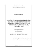 Nghiên cứu sinh khối và khả năng hấp thụ co2 của rừng vầu đắng (indosasa angustata mc. clure) thuần loài tại huyện na rì, tỉnh bắc kạn