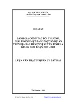 đánh giá công tác bồi thường, giải phóng mặt bằng một số dự án trên địa bàn huyện vị xuyên tỉnh hà giang giai đoạn 2009 2012