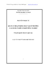 Quản lý hoạt động đào tạo ở trường cao đẳng nghề cơ khí nông nghiệp