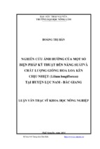 Nghiên cứu ảnh hưởng của một số biện pháp kỹ thuật đến năng suất và chất lượng giống hoa loa kèn chịu nhiệt (lilium longiflorum) tại huyện lục nam, bắc giang