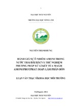 đánh giá sự ô nhiễm amoni trong nước thải bãi rác và thử nghiệm phương pháp xử lý kết tủa magie amoni photphat (map) làm phân bón