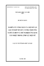 Nghiên cứu tính chất của một số vật liệu tổ hợp nền hữu cơ pha trộn ống nanô cácbon và thử nghiệm ứng dụng tản nhiệt trong lĩnh vực điện tử