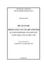 đề tài ấn độ trong sáng tác của hồ anh thái qua tiếng thở dài qua rừng kim tước va đức phật, nàng savitri và tôi