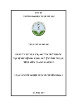 Phân tích thực trạng tồn trữ thuốc tại bệnh viện đa khoa huyện vĩnh thuận, tỉnh kiên giang