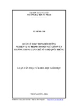 Quản lý hoạt động bồi dưỡng nghiệp vụ sư phạm cho đội ngũ giáo viên trường trung cấp số