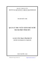 Quản lý thu ngân sách nhà nước thành phố vĩnh yên