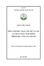 Phân tích thực trạng tồn trữ vắc xin tại trung tâm y tế dự phòng tỉnh bà rịa   vũng tàu