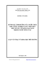 đánh giá ảnh hưởng của nước thải khu công nghiệp gang thép đến một số yếu tố kim loại nặng trong nước sông cầu