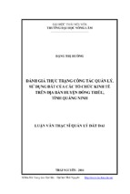 đánh giá thực trạng công tác quản lý, sử dụng đất của các tổ chức kinh tế trên địa bàn huyện đông triều, tỉnh quảng ninh