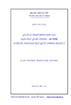 Quản lý hoạt động đào tạo giáo dục quốc phòng an ninh ở trung tâm giáo dục quốc phòng hà nội 2