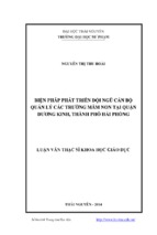 Biện pháp phát triển đội ngũ cán bộ quản lý các trường mầm non tại quận dương kinh, thành phố hải phòng