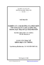 Nghiên cứu ảnh hưởng của phân bón tới năng suất và dư lượng no3 trong đậu trạch tại thái nguyên