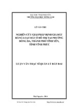 Nghiên cứu giải pháp định giá đất hàng loạt đất ở đô thị tại phường đống đa, thành phố vĩnh yên, tỉnh vĩnh phúc