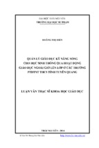 Quản lý giáo dục kỹ năng sống cho học sinh thông qua hoạt động giáo dục ngoài giờ lên lớp ở các trường phổ thông dân tộc nội trú thcs tỉnh tuyên quang