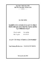 Nghiên cứu cơ sở lý luận và thực tiễn cho quản lý rừng cộng đồng tại tỉnh bắc kạn