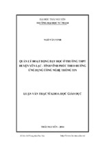 Quản lý hoạt động dạy học ở trường thpt huyện yên lạc   tỉnh vĩnh phúc theo hướng ứng dụng công nghệ thông tin