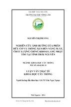 Nghiên cứu ảnh hưởng của phân hữu cơ và trồng xen đến năng suất, chất lượng giống khoai lang nhật tím tại tỉnh thái nguyên