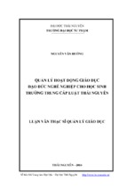 Quản lý hoạt động giáo dục đạo đức nghề nghiệp cho học sinh trường trung cấp luật thái nguyên