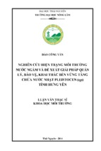 Nghiên cứu hiện trạng môi trường nước ngầm và đề xuất giải pháp quản lý, bảo vệ, khai thác bền vững tầng chứa nước nhạt pleistocen (qp) tỉnh hưng yên