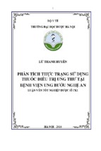 Phân tích thực trạng sử dụng thuốc điều trị ung thư tại bệnh viện ung bướu nghệ an
