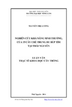 Nghiên cứu khả năng sinh trưởng của 15 cây chè trung du búp tím tại thái nguyên