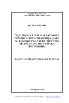 Thực trạng và giải pháp đẩy nhanh tiến độ cấp giấy chứng nhận quyền sử dụng đất cho ác tổ chức trên địa bàn thành phố vĩnh yên, tỉnh vĩnh phúc